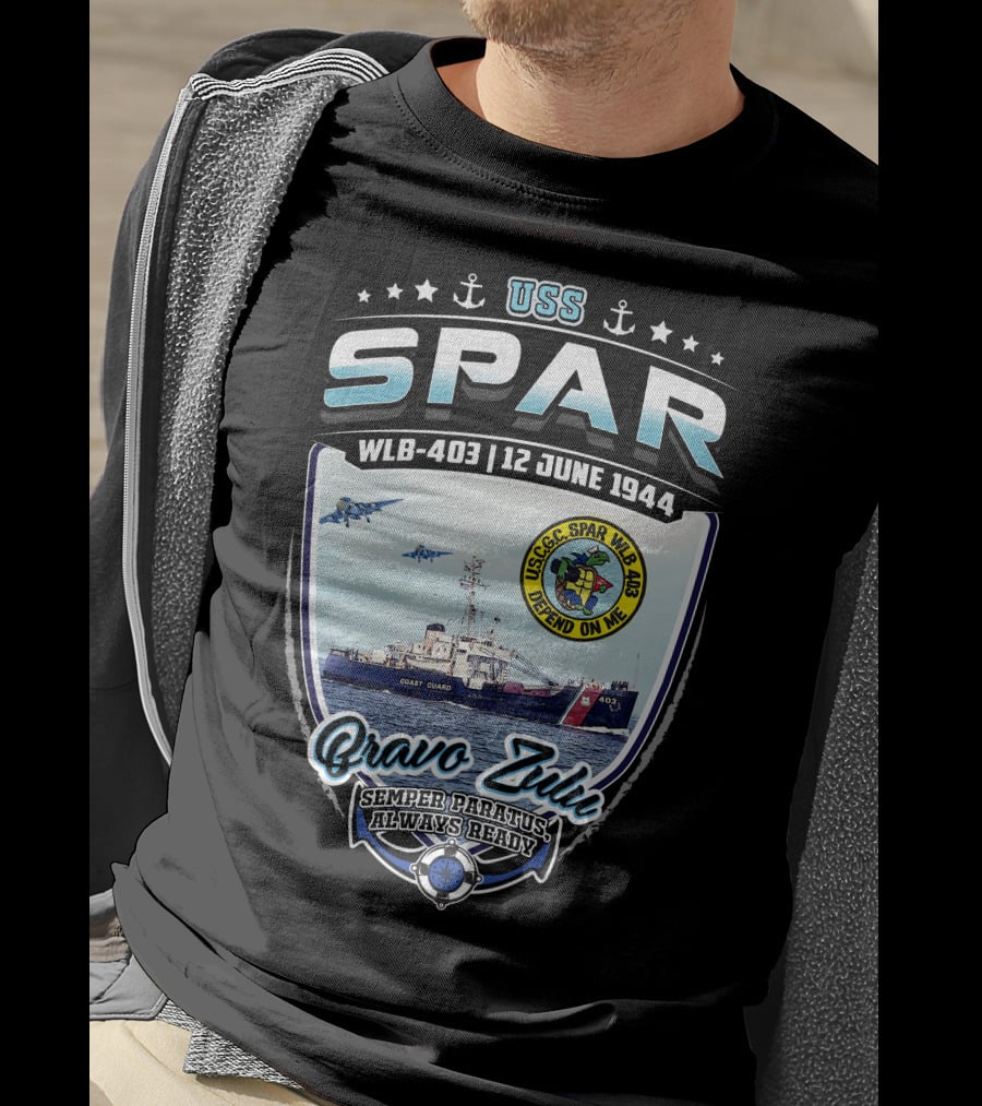 Uss Spar Wlb-403 12 June 1944 Bravo Zulu Semper Paratus Always Ready T-Shirt