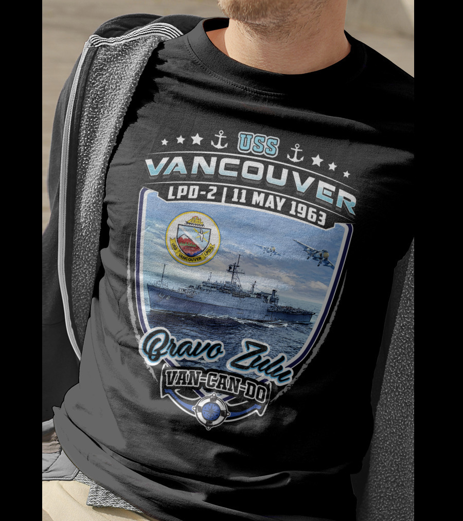 Uss Vancouver Lpd-2 Bravo Zulu Van-Can-Do 11 May 1963 T-Shirt