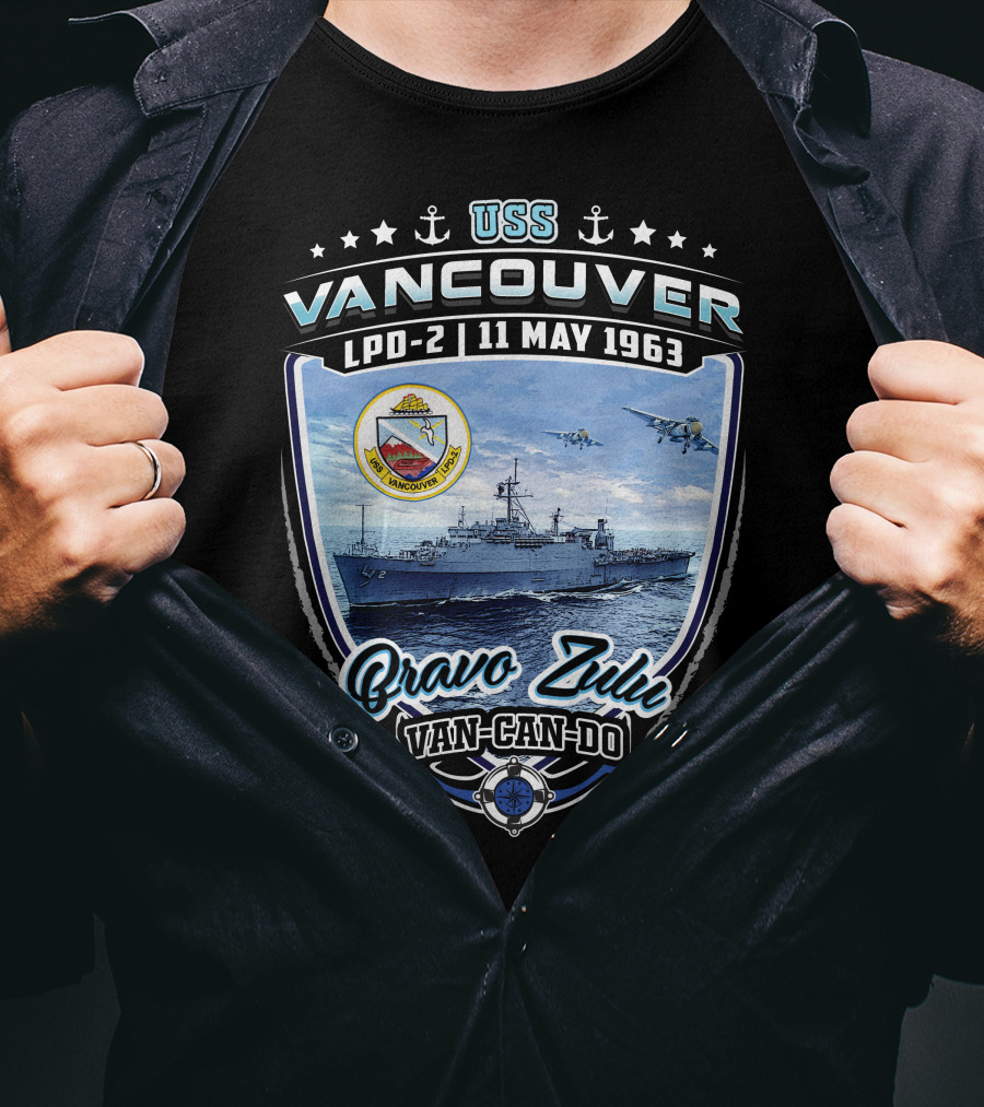 Uss Vancouver Lpd-2 Bravo Zulu Van-Can-Do 11 May 1963 T-Shirt