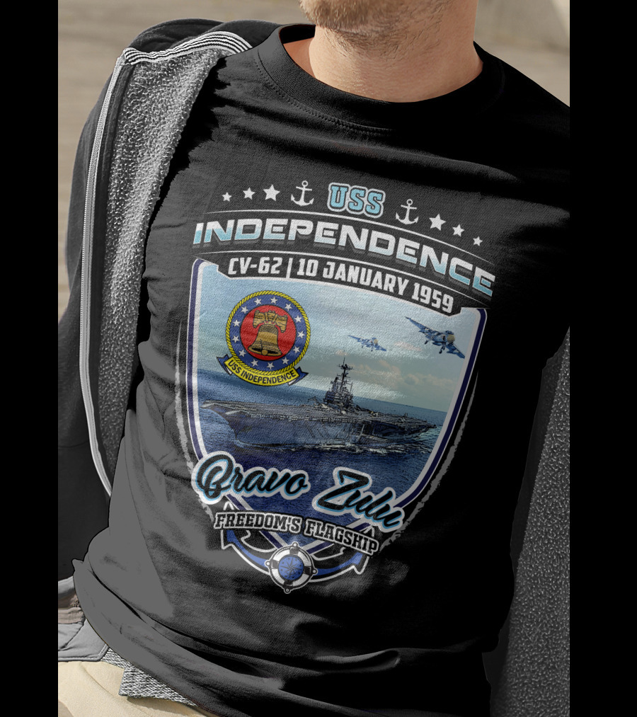 Uss Independence Cv-62 Bravo Zulu Freedom's Flagship 10 January 1959 T-Shirt
