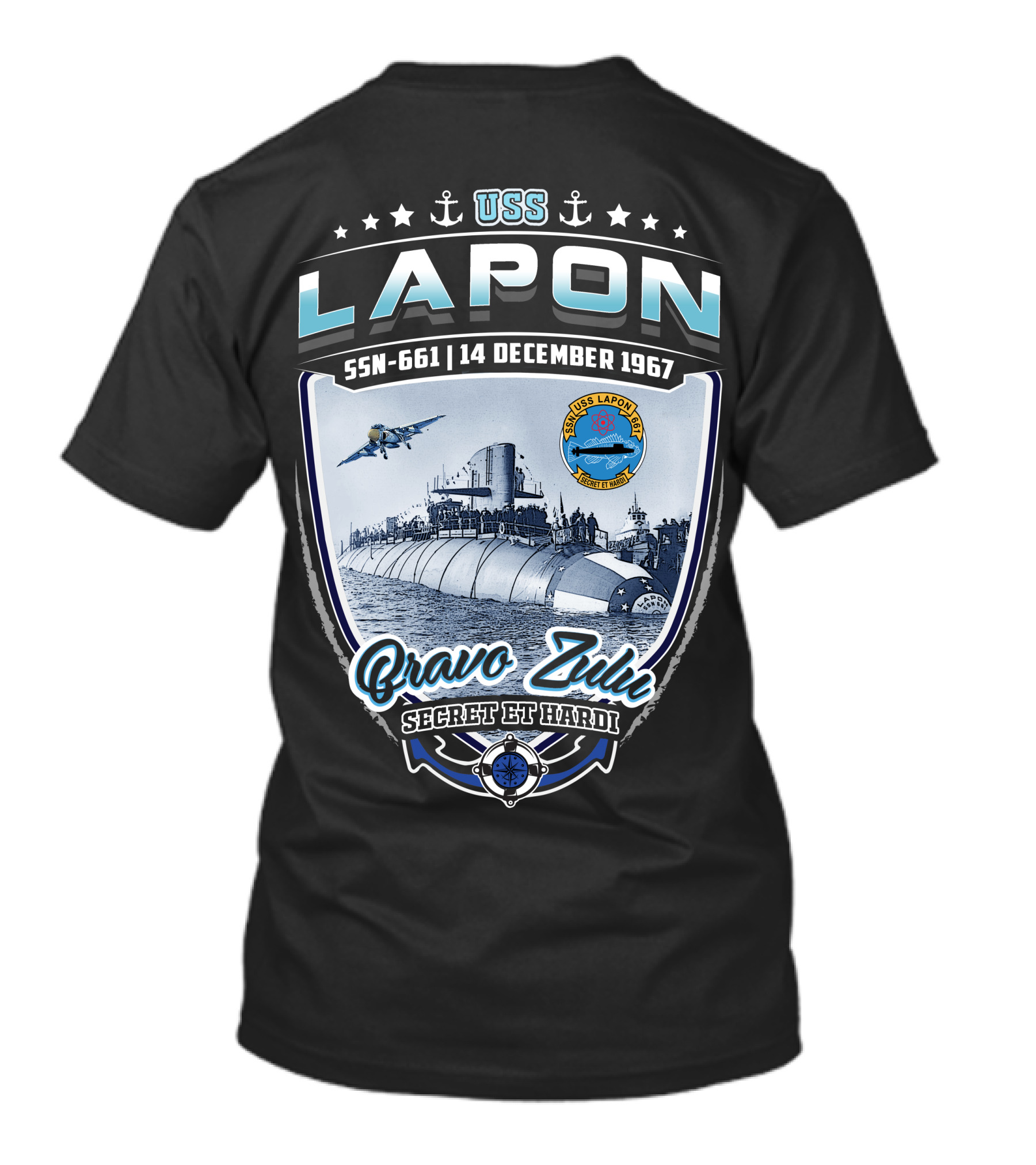Uss Lapon Ssn-661 Bravo Zulu Secret Et Hardi 14 December 1967 T-Shirt