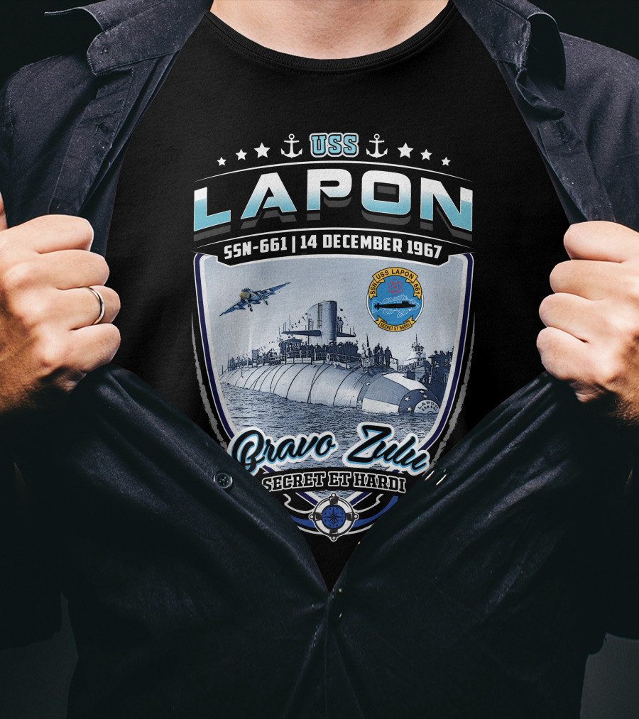 Uss Lapon Ssn-661 Bravo Zulu Secret Et Hardi 14 December 1967 T-Shirt