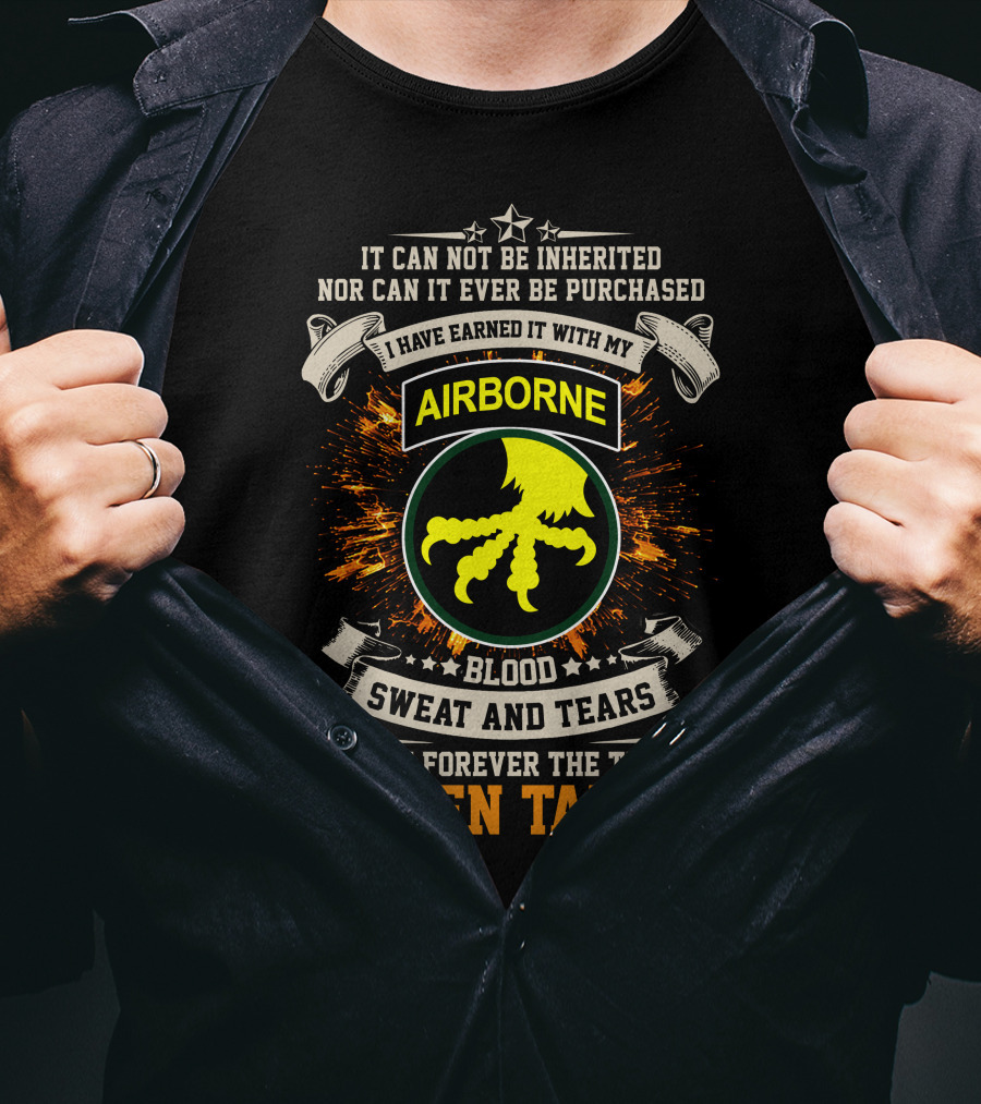 17th Airborne Division Golden Talons Blood Sweat And Tears T-Shirt