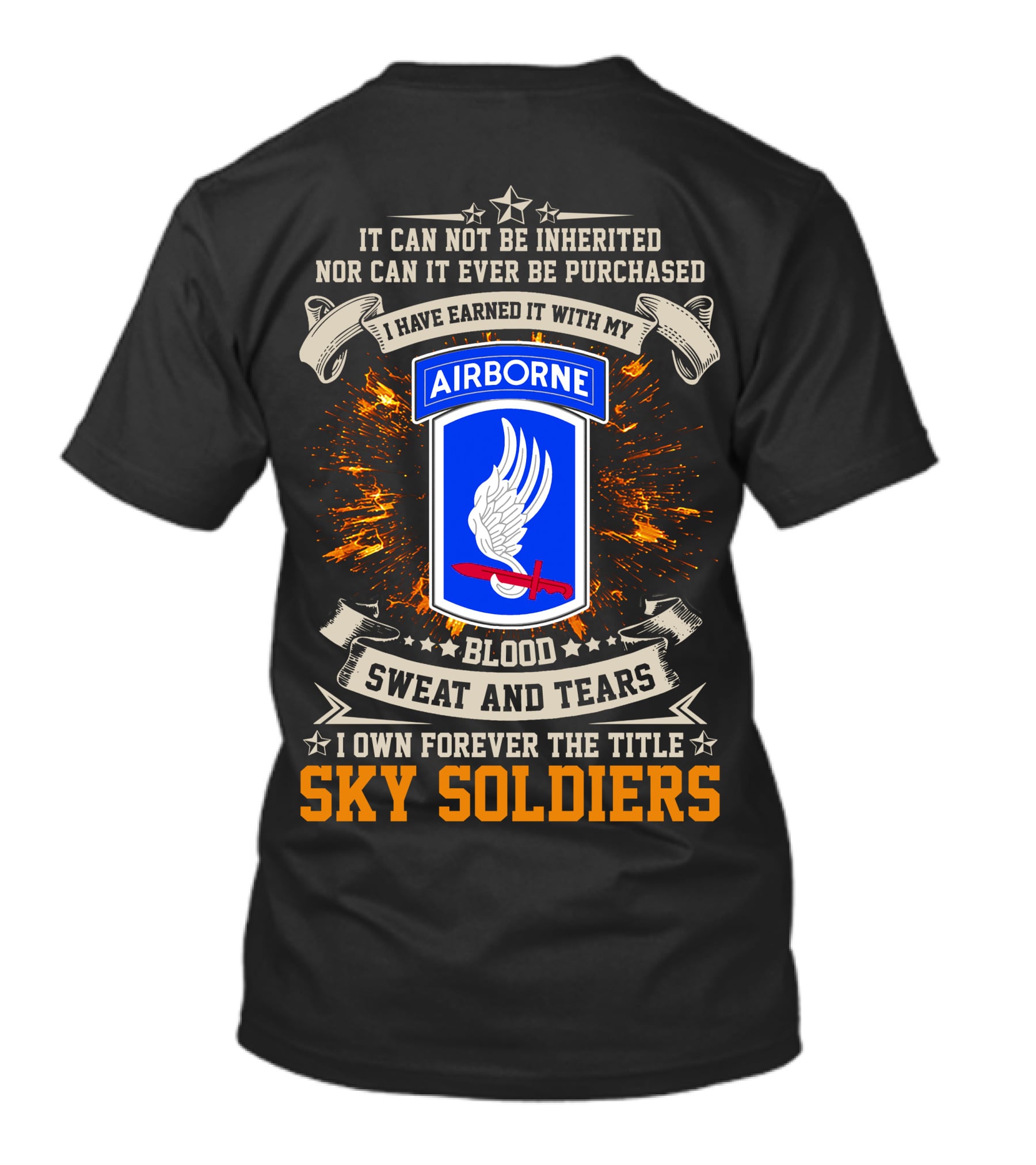 173rd Airborne Brigade Sky Soldiers Blood Sweat And Tears Badge T-Shirt