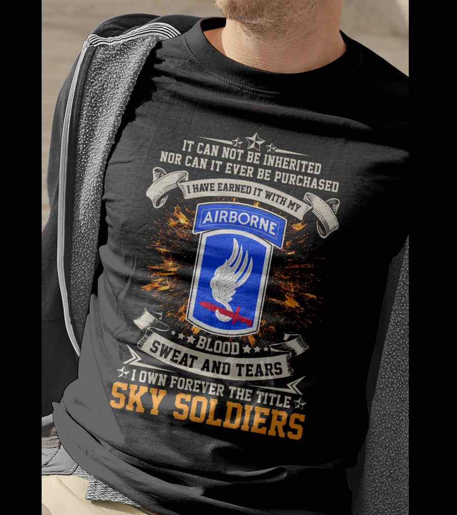 173rd Airborne Brigade Sky Soldiers Blood Sweat And Tears Badge T-Shirt
