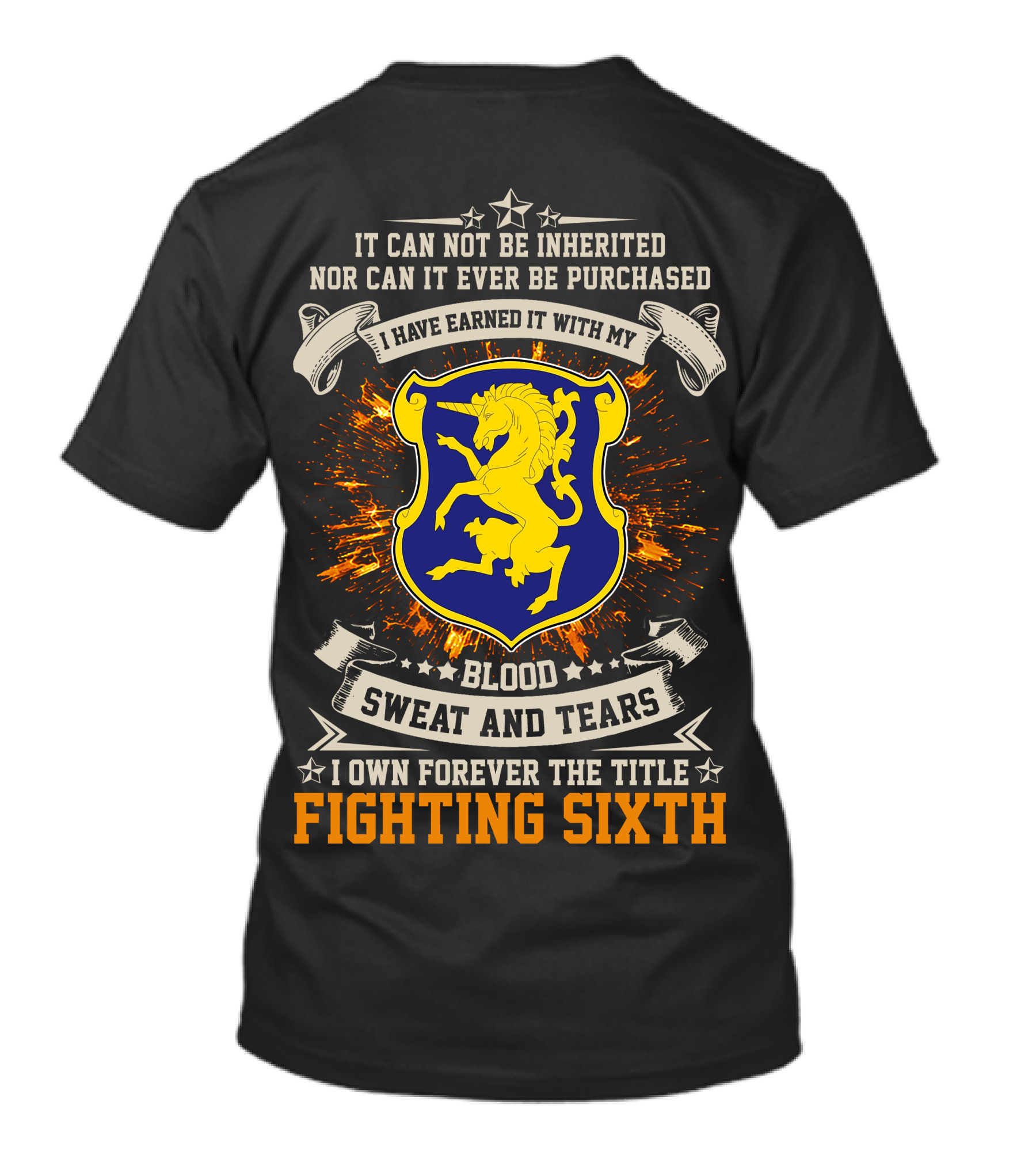 6th Cavalry Regiment Blood Sweat Tears Fighting Sixth Crest T-Shirt