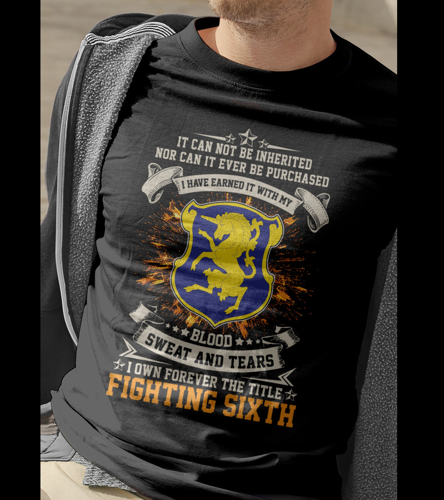 6th Cavalry Regiment Blood Sweat Tears Fighting Sixth Crest T-Shirt