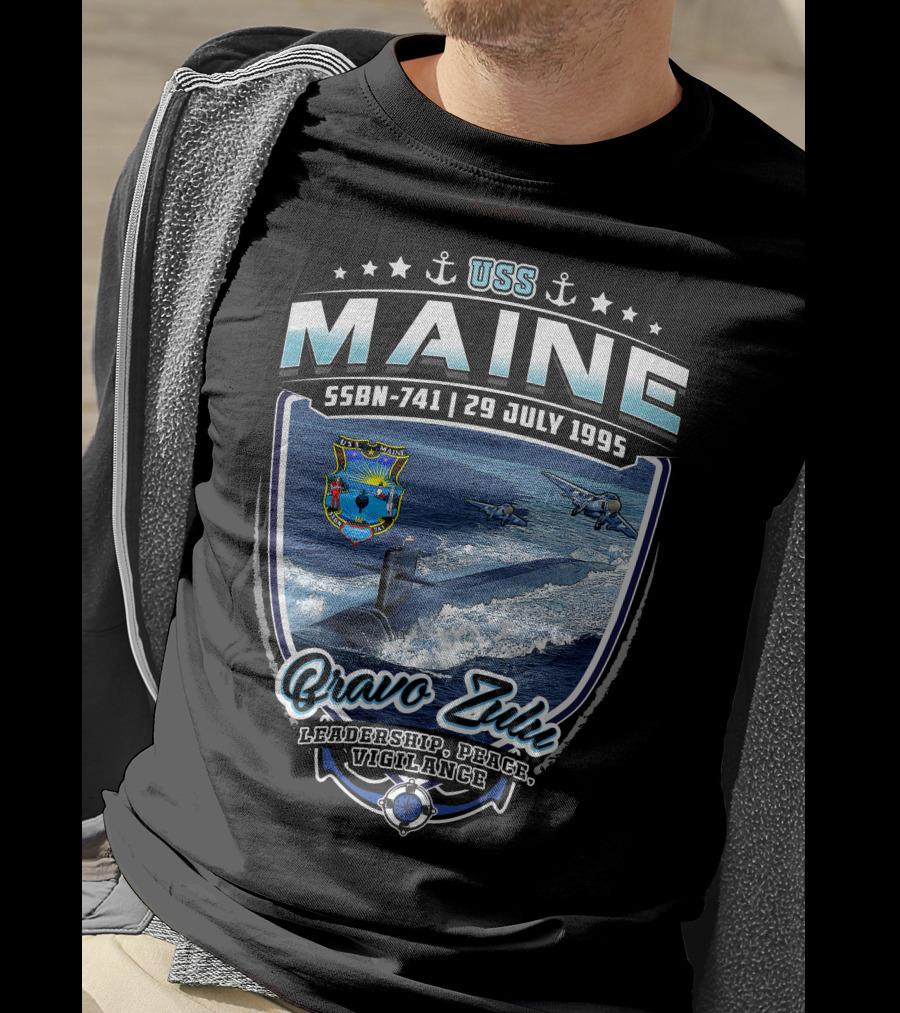 Uss Maine Ssbn-741 Bravo Zulu Leadership Peace Vigilance 29 July 1995 T-Shirt
