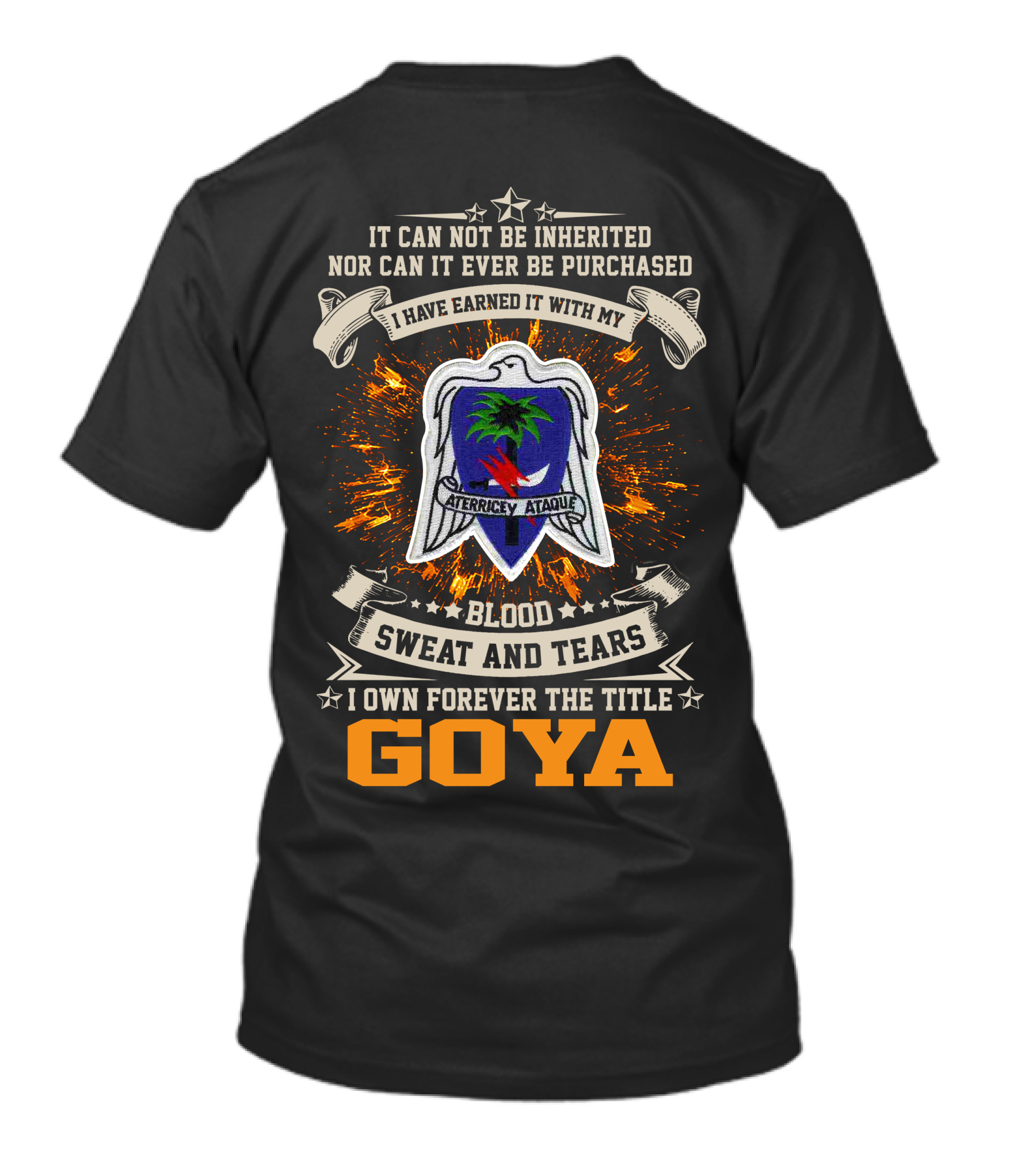 Blood Sweat And Tears Goya 551St Parachute Infantry Battalion Aterrice Y Ataque T-Shirt