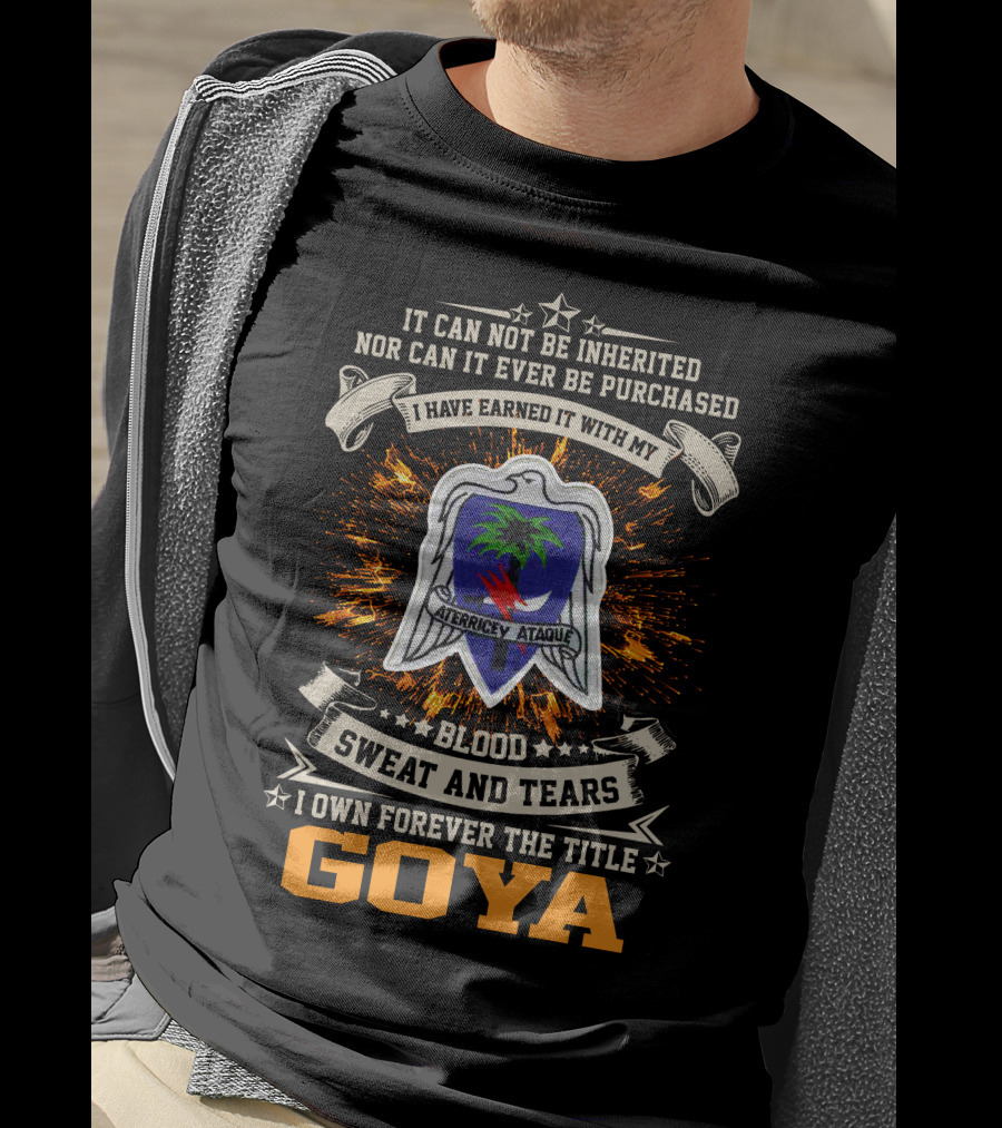 Blood Sweat And Tears Goya 551St Parachute Infantry Battalion Aterrice Y Ataque T-Shirt