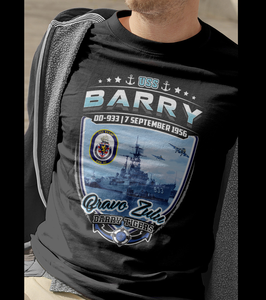 Uss Barry Dd-933 7 September 1956 Bravo Zulu Barry Tigers T-Shirt