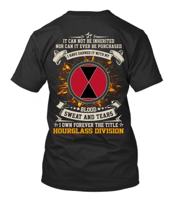 7th Infantry Division Hourglass Blood Sweat And Tears T-Shirt