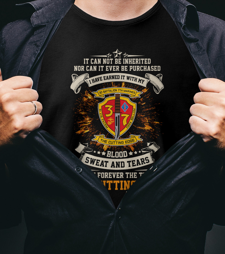 3rd Battalion 7th Marines Blood Sweat And Tears The Cutting Edge T-Shirt