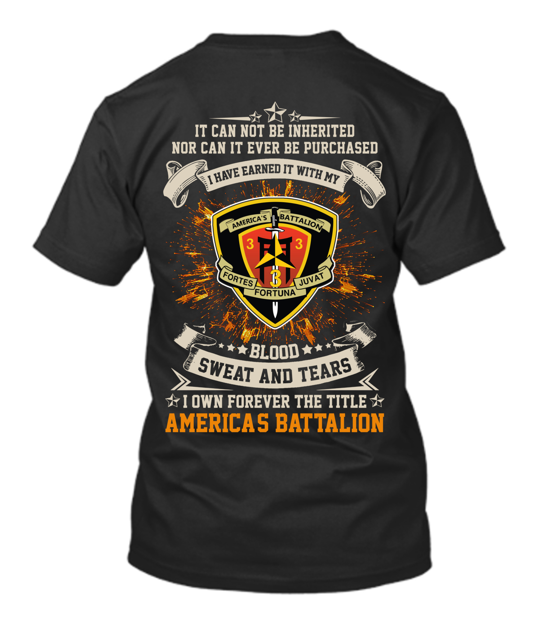 3Rd Battalion 3Rd Marines Blood Sweat And Tears America's Battalion Motto Crest T-Shirt