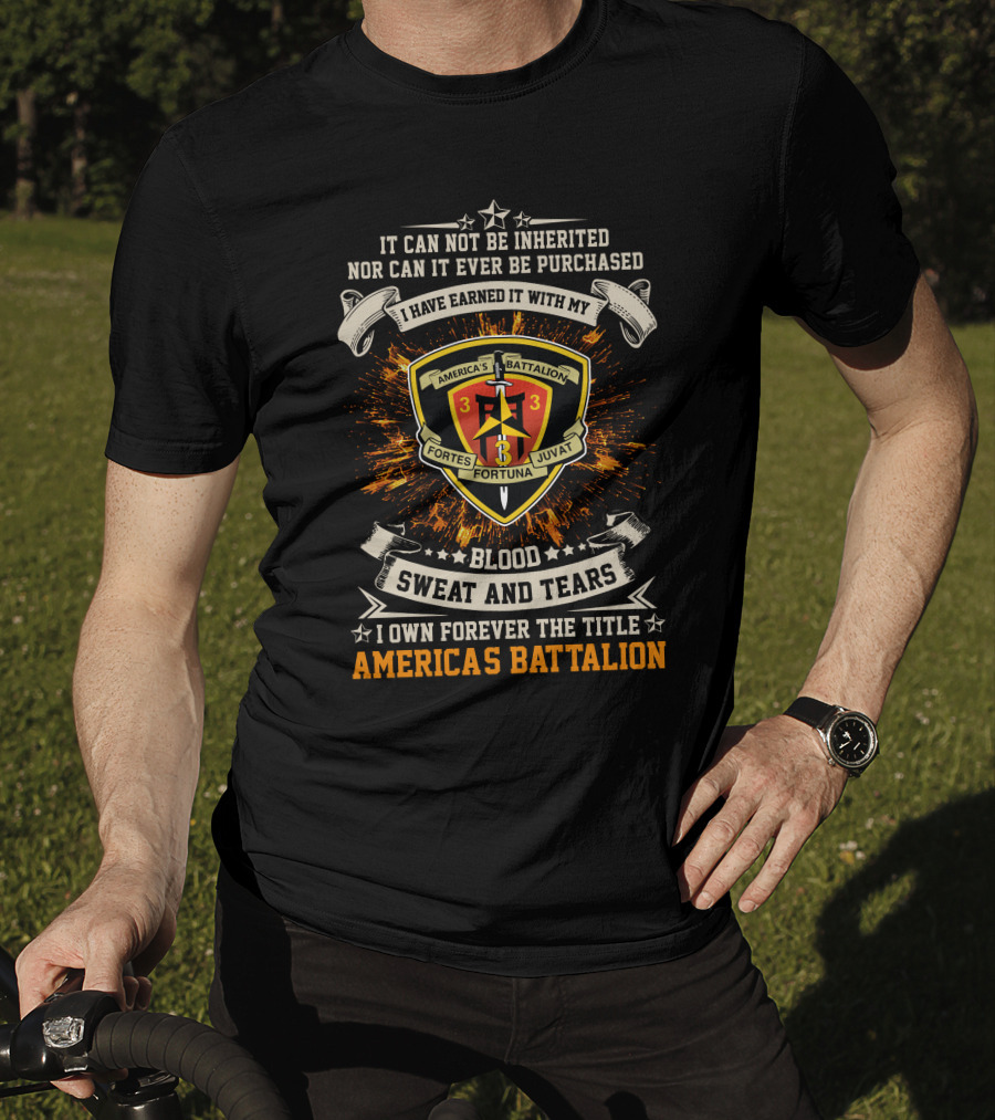 3Rd Battalion 3Rd Marines Blood Sweat And Tears America's Battalion Motto Crest T-Shirt