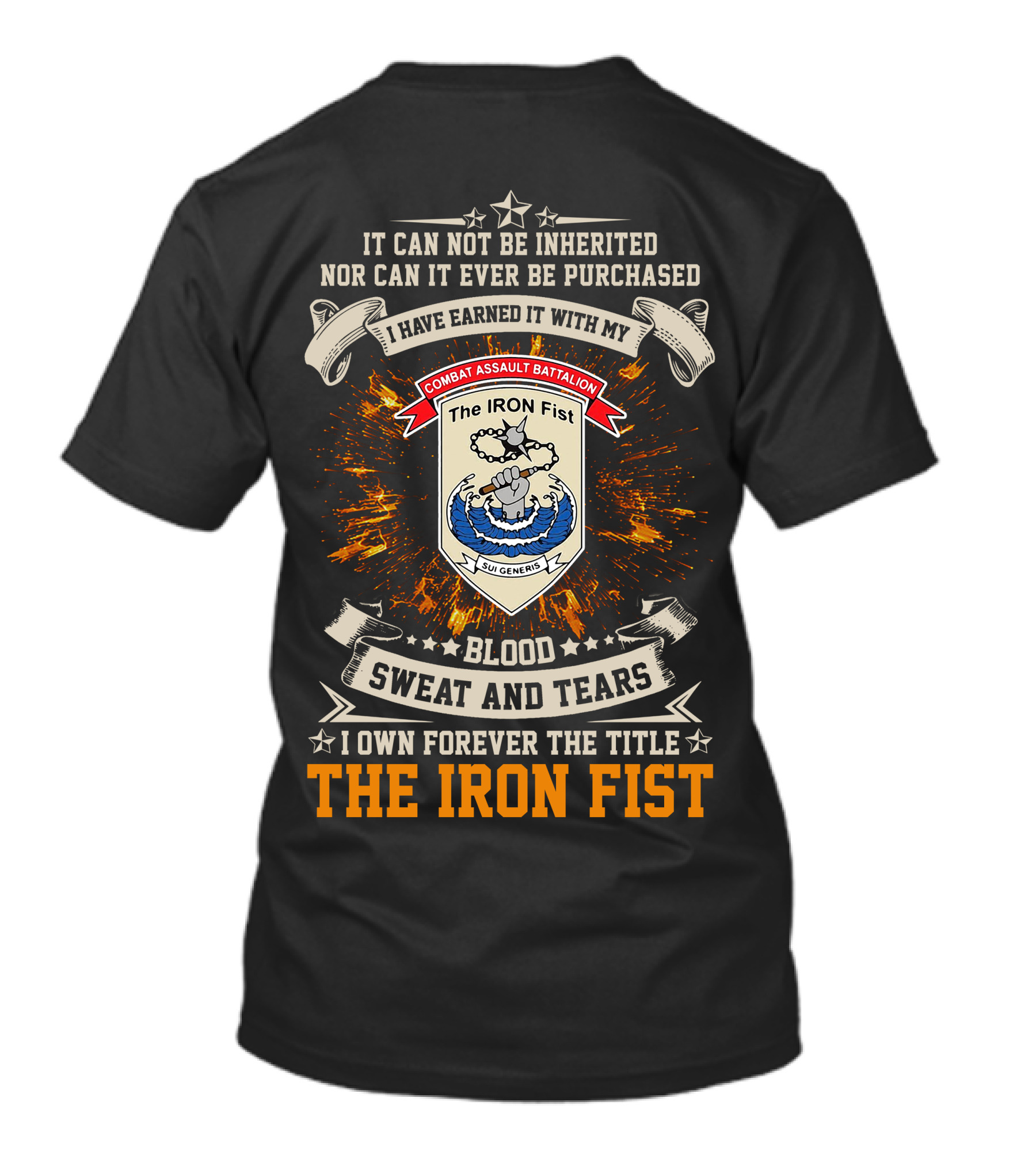 Combat Assault Battalion The Iron Fist Blood Sweat And Tears Earned Not Purchased T-Shirt
