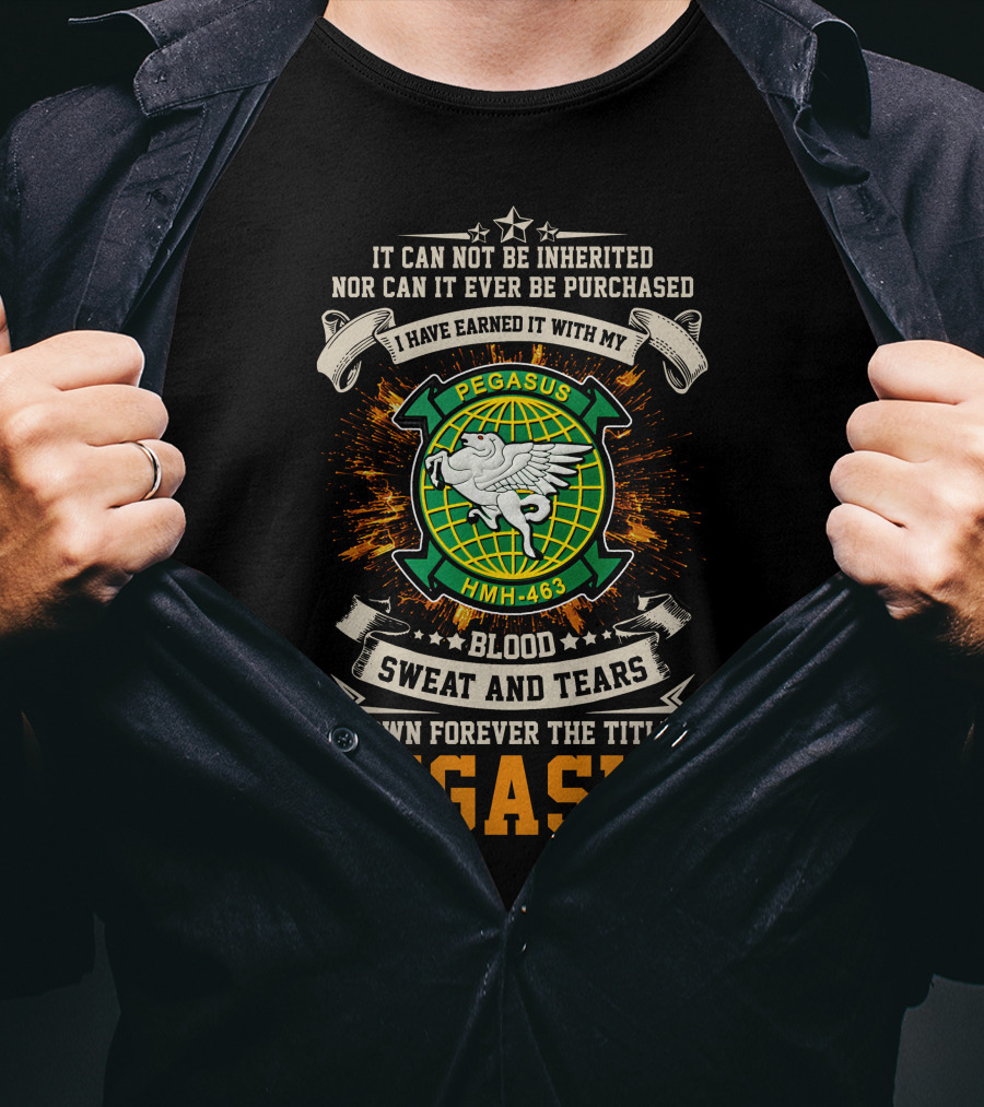 Pegasus Hmh-463 Blood Sweat And Tears Earned Title T-Shirt