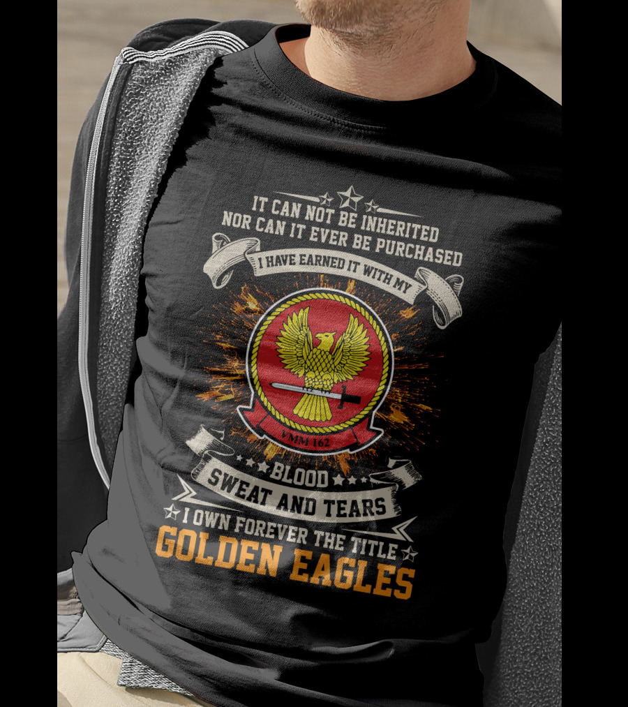 VMM 162 Golden Eagles Blood Sweat And Tears Motto T-Shirt