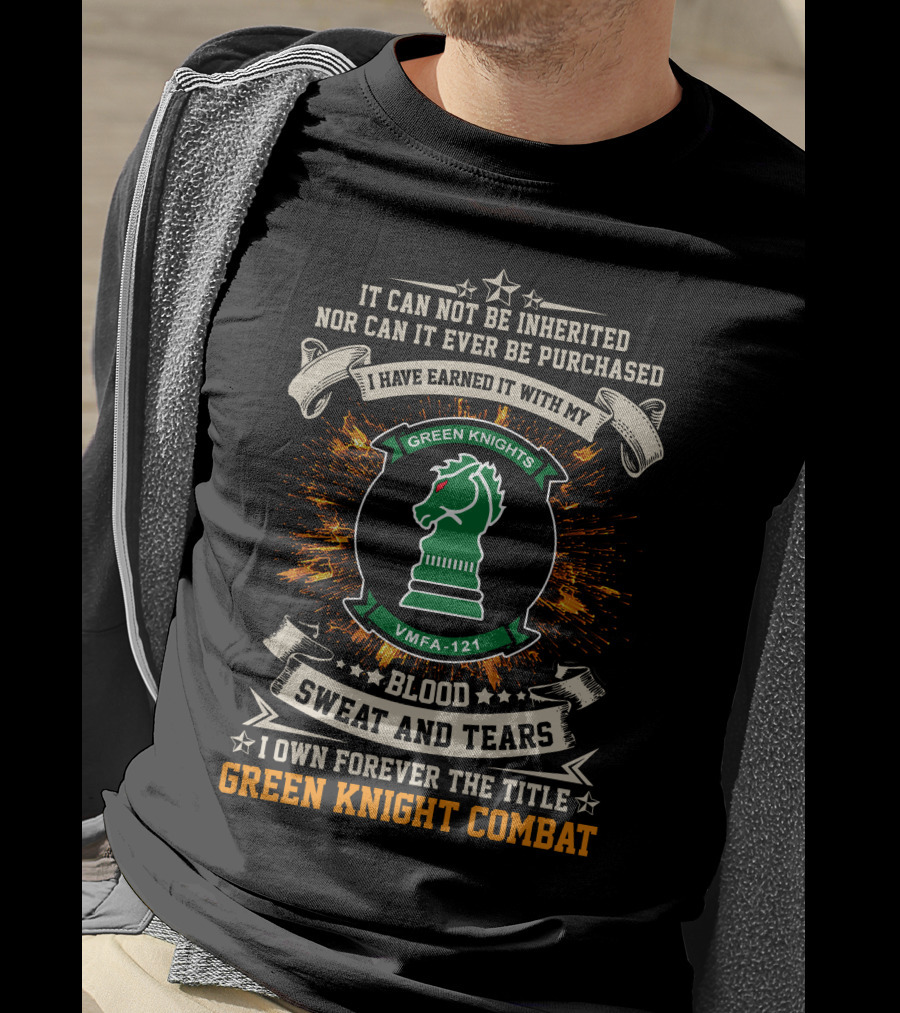 VMFA 121 Blood Sweat And Tears Green Knight Combat T-Shirt