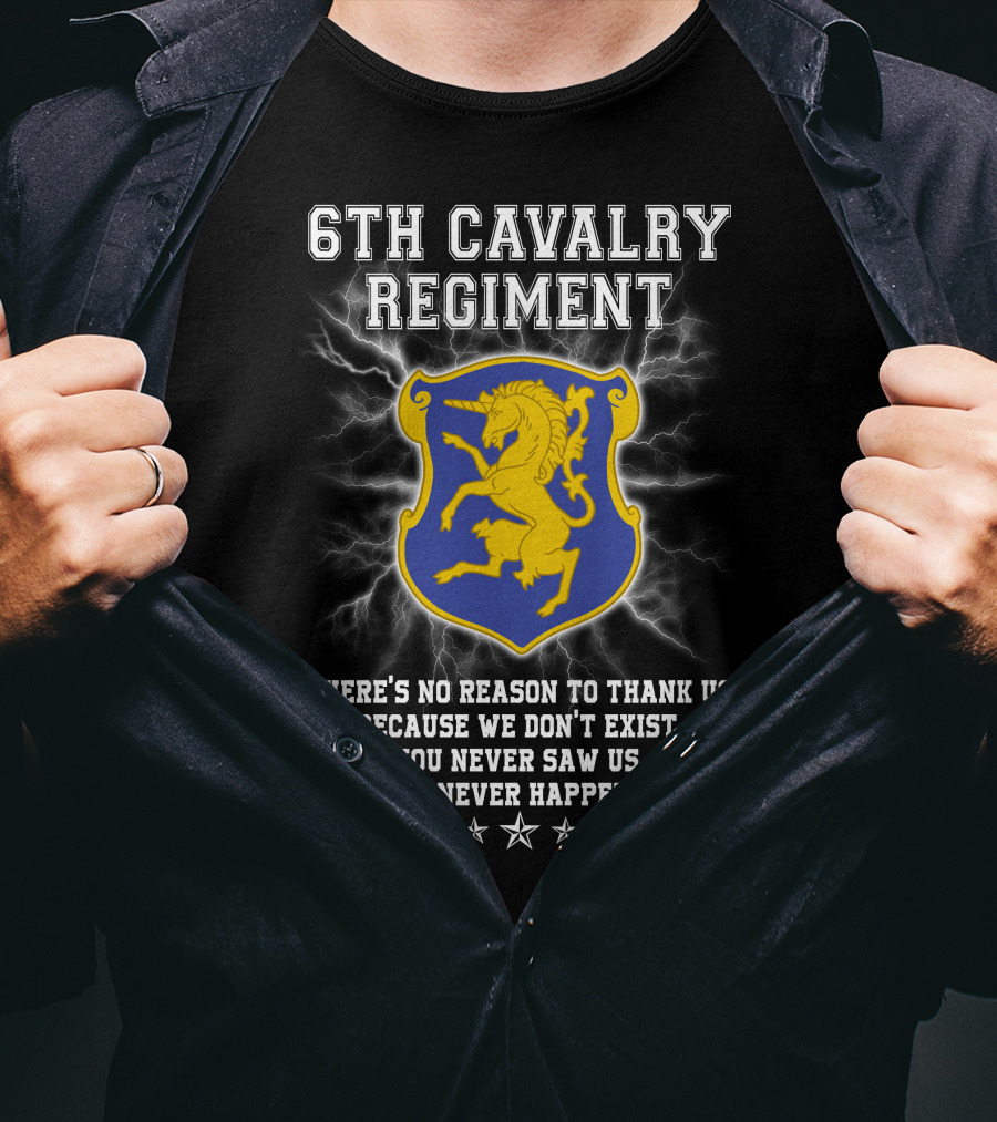 6th Cavalry Regiment There's No Reason To Thank Us Because We Don't Exist You Never Saw Us This Never Happened T-Shirt