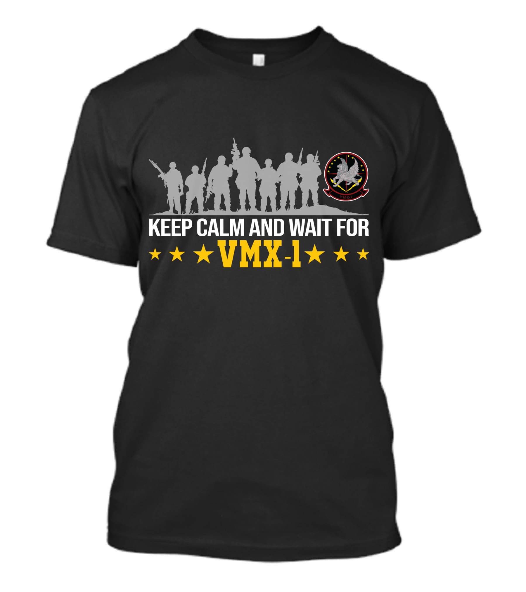 Keep Calm And Wait For Vmx-1 Silhouette Image With Military Symbols T-Shirt