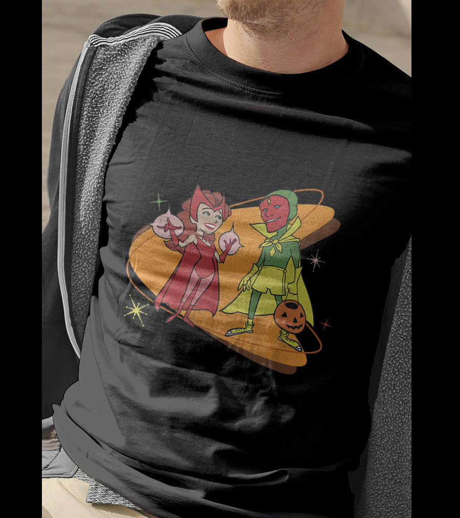 Marvel WandaVision Scarlet Witch And Vision Retro Halloween Costumes 50s T-Shirt