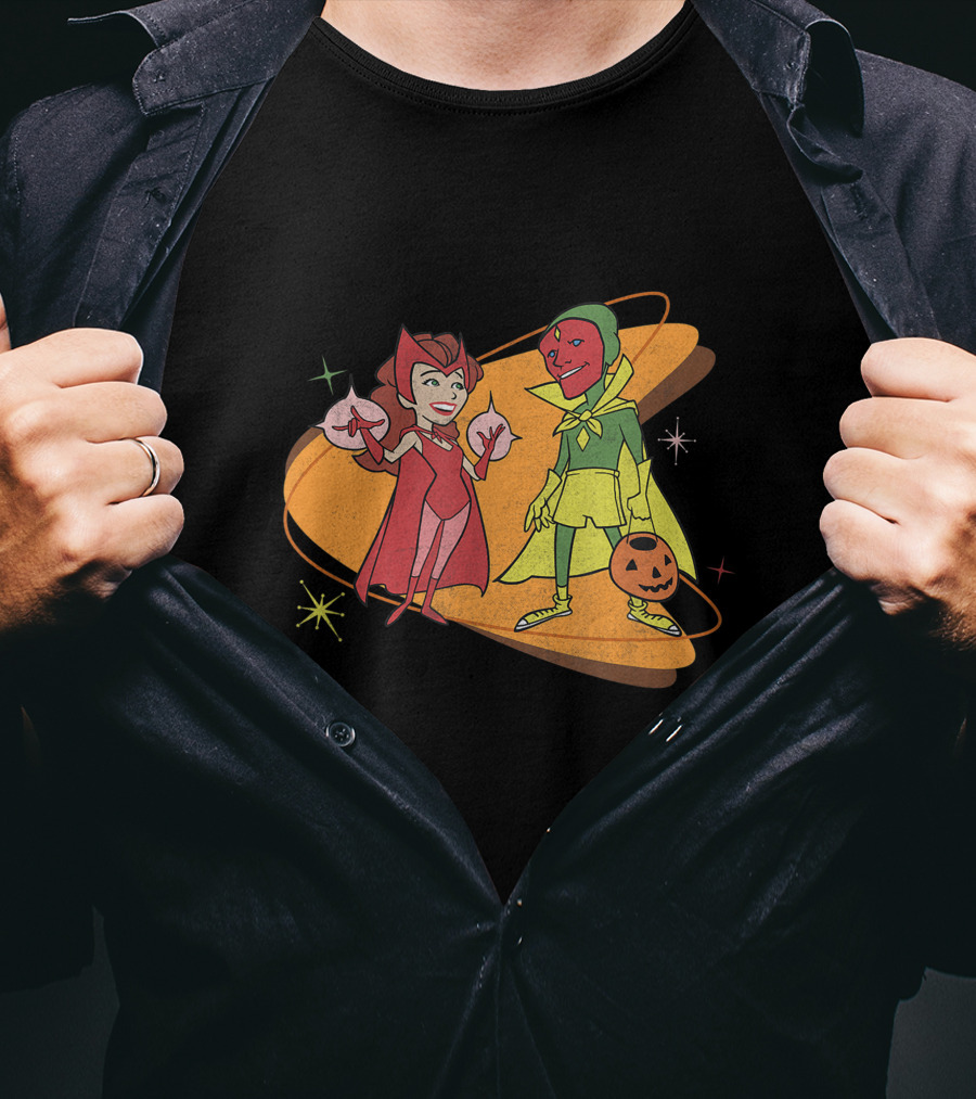 Marvel WandaVision Scarlet Witch And Vision Retro Halloween Costumes 50s T-Shirt