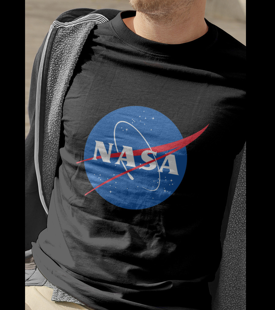 NASA Vector Emblem With Red Chevron On Blue Astronaut T-Shirt