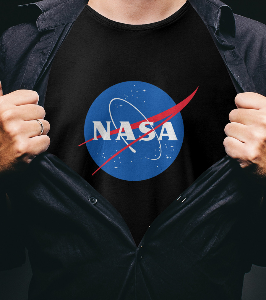 NASA Vector Emblem With Red Chevron On Blue Astronaut T-Shirt