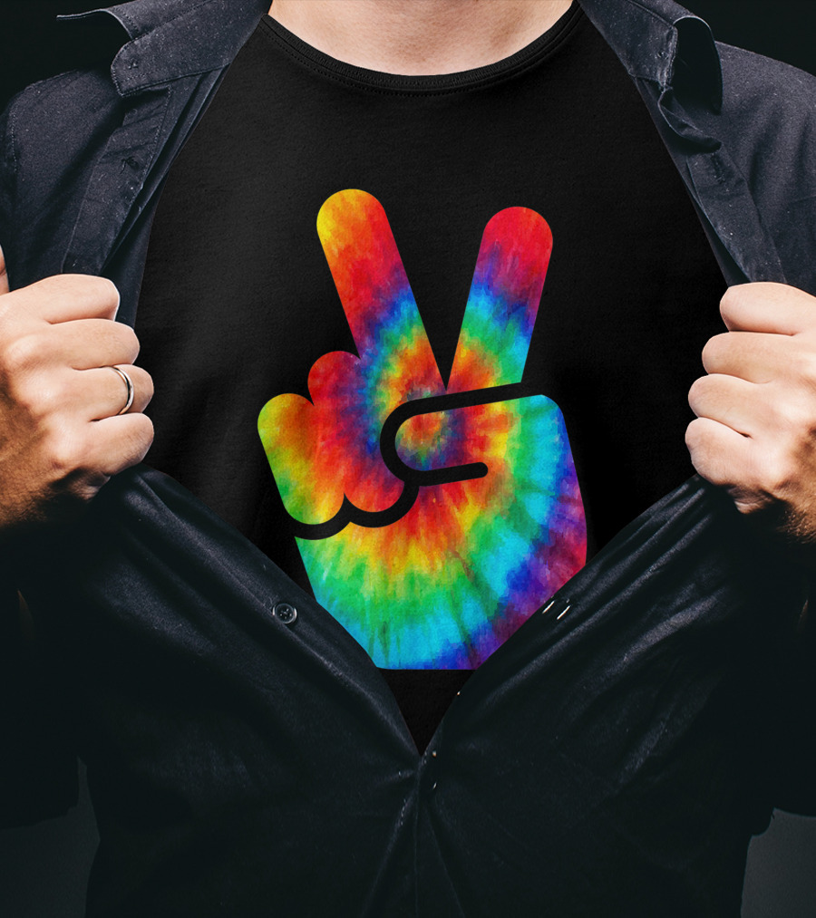 Peace Sign Rainbow Tie Dye Vibe T-Shirt