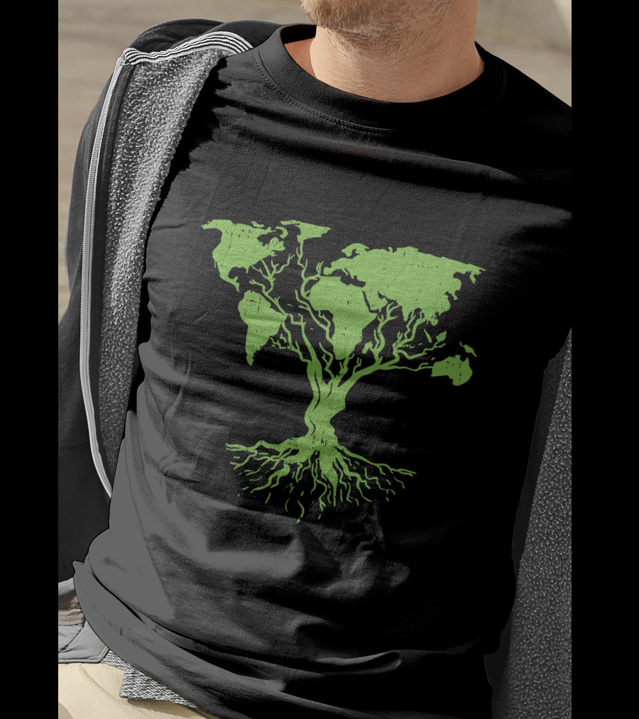 Cute World Map Tree For Earth Day Pro Environment Plant T-Shirt