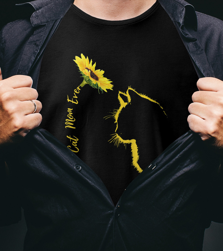 Best Cat Mom Ever Sunflower Cat Mother's Day T-Shirt