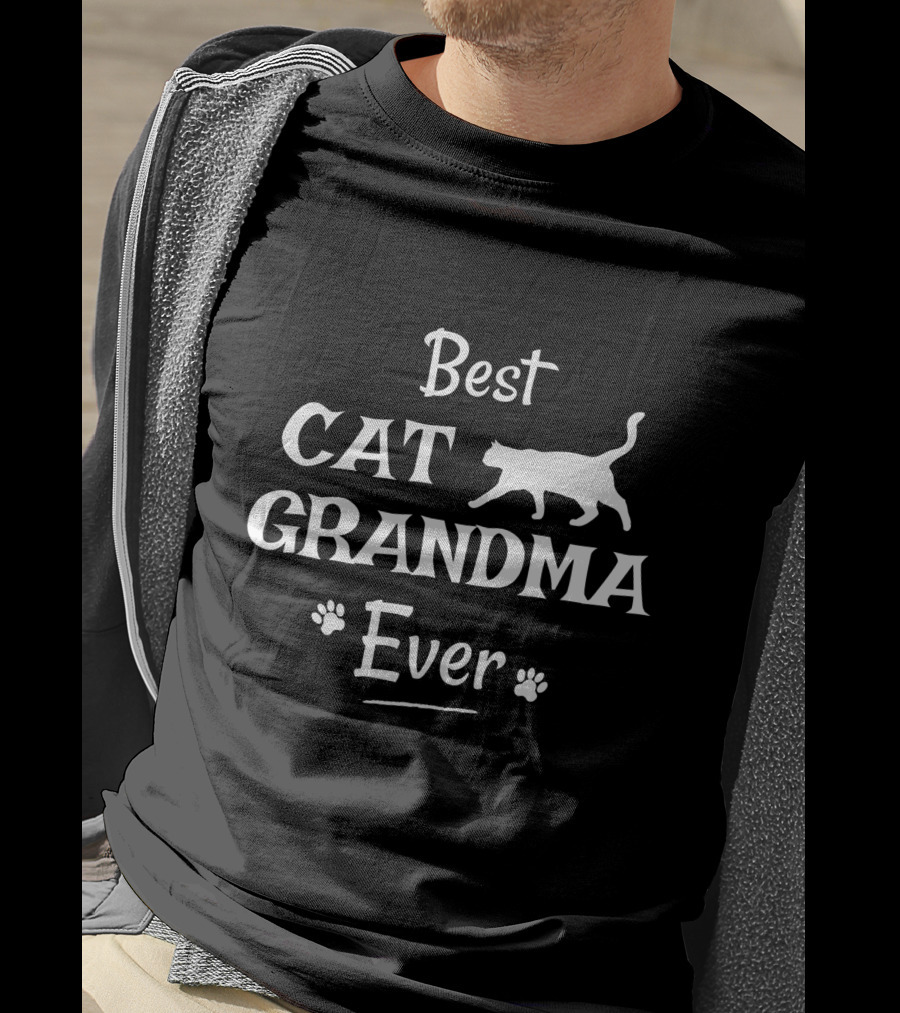 Best Cat Grandma Ever Novelty From Cat With Paw Print Accents T-Shirt