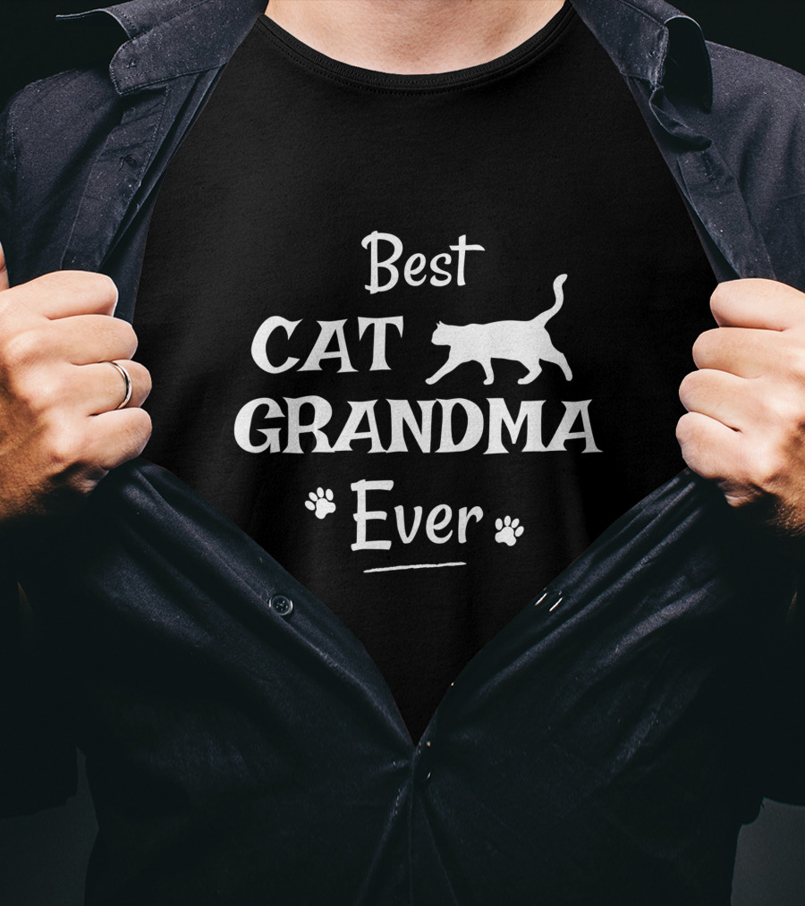 Best Cat Grandma Ever Novelty From Cat With Paw Print Accents T-Shirt
