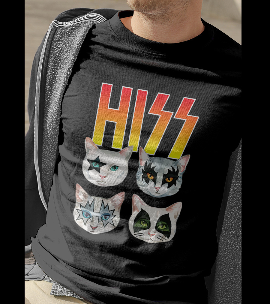 Hiss Cat Cats In Iconic Makeup For Funny Cat Lover T-Shirt