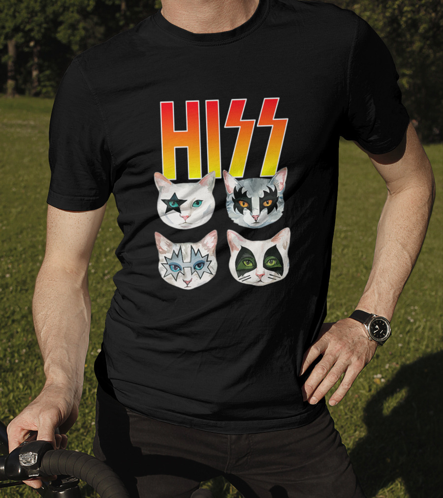 Hiss Cat Cats In Iconic Makeup For Funny Cat Lover T-Shirt