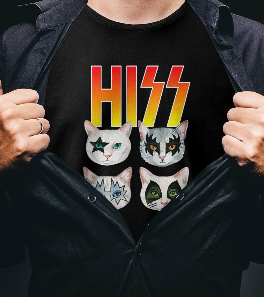 Hiss Cat Cats In Iconic Makeup For Funny Cat Lover T-Shirt