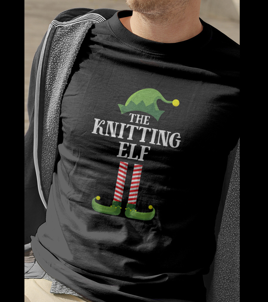 The Knitting Elf Matching Family Group Christmas Party Fun T-Shirt