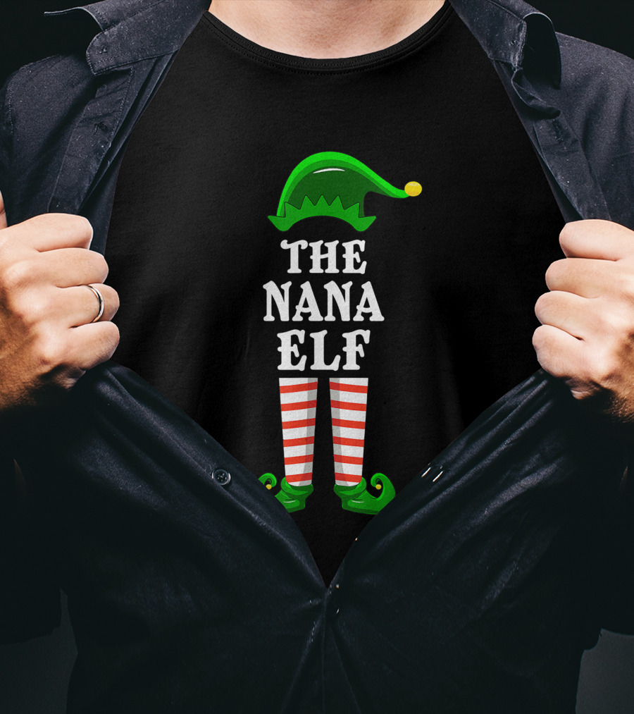 The Nana Elf Family Group Christmas Party Matching T-Shirt