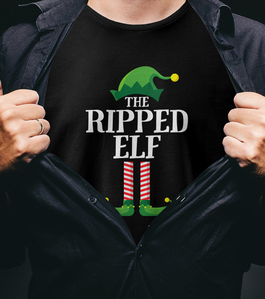 Ripped Elf Matching Family Group Christmas Party Festive T-Shirt