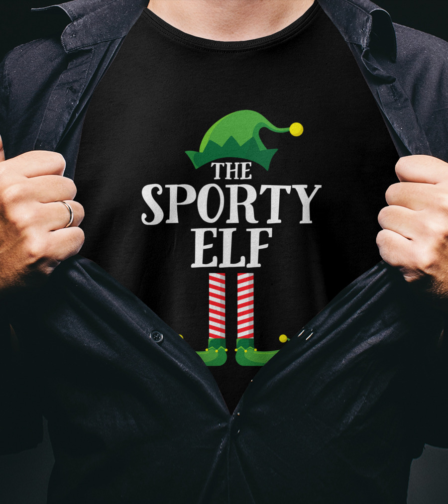 The Sporty Elf Matching Family Group Christmas Party T-Shirt