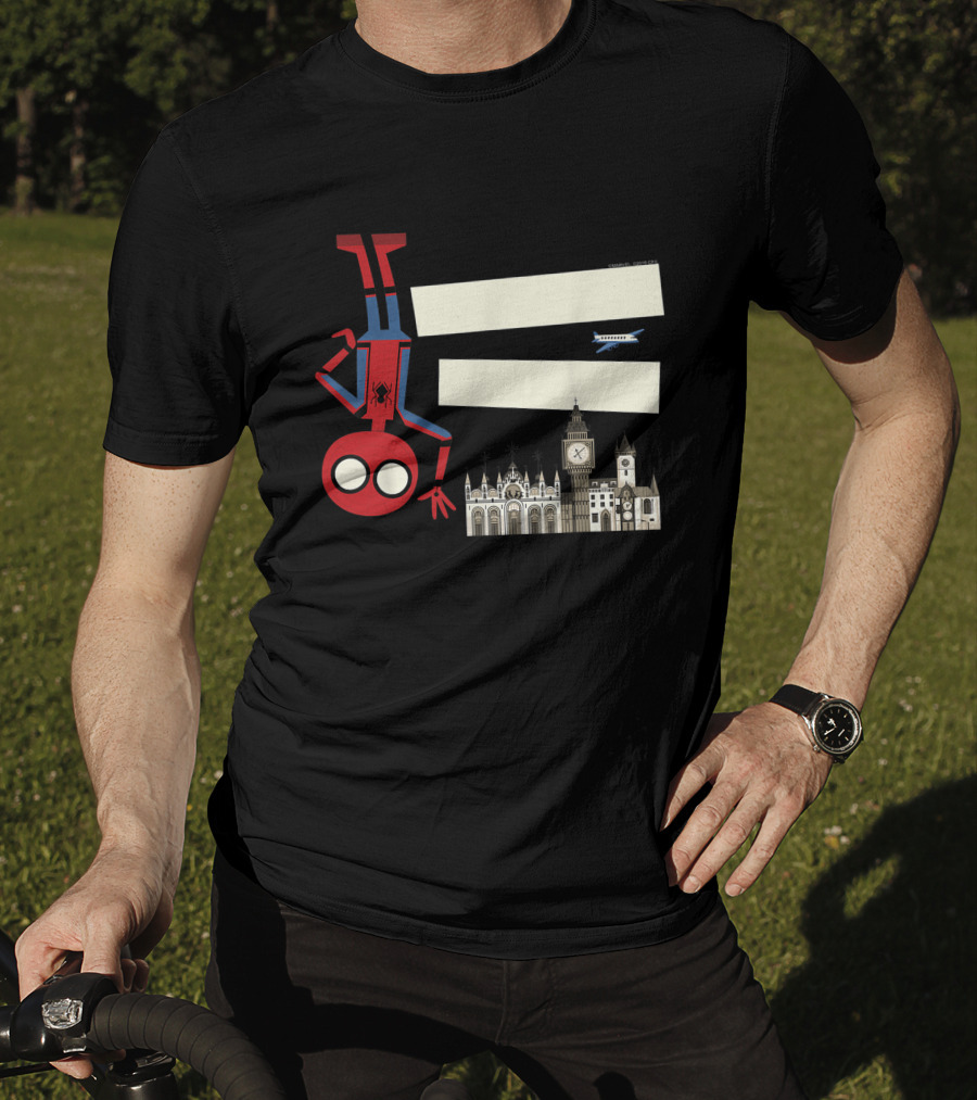 Marvel Spider-Man Far From Home Upside-Down London Big Ben Airplane T-Shirt