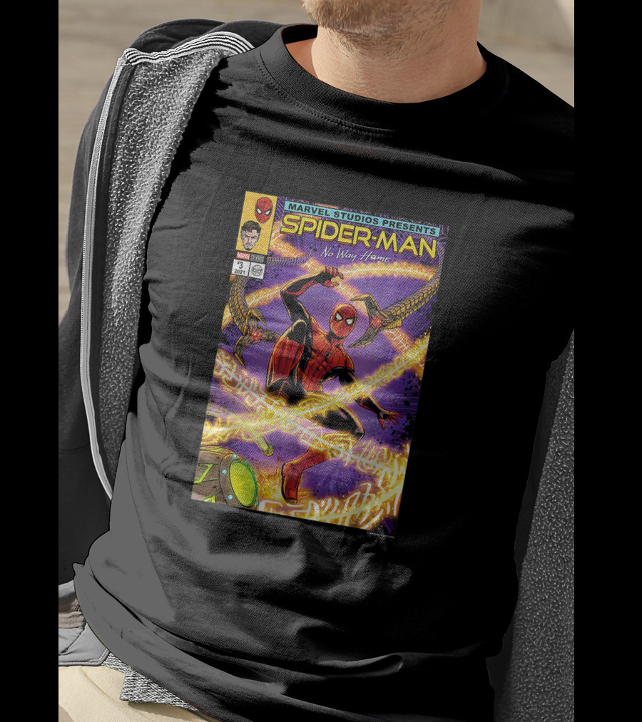 Marvel Studios Presents Spider-Man No Way Home Comic Cover Featuring Doctor Octopus Arms T-Shirt