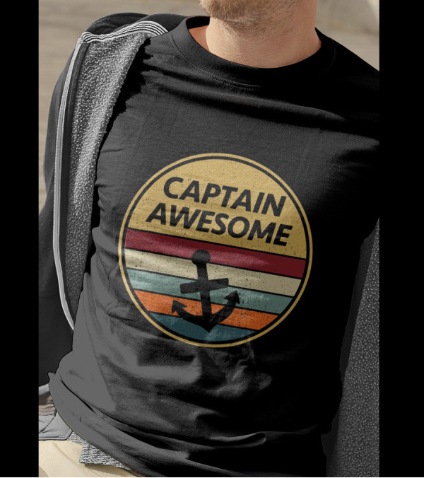 Captain Awesome Retro Anchor Sailboat T-Shirt