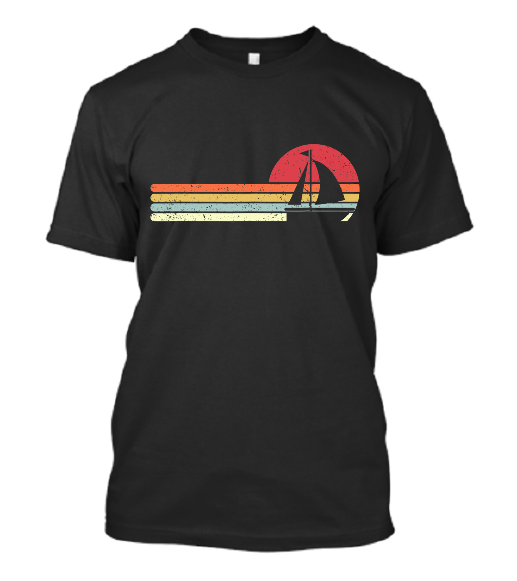 Retro Sun And Sailboat Vintage Sailing T-Shirt
