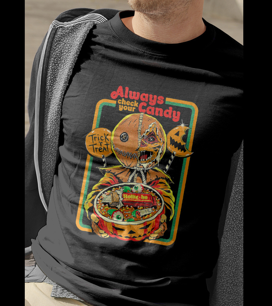 Always Check Your Candy Trick Or Treat Halloween Pumpkin Monster T-Shirt