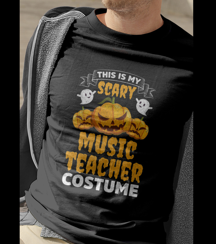 This Is My Scary Music Teacher Costume Halloween Pumpkin Ghosts T-Shirt