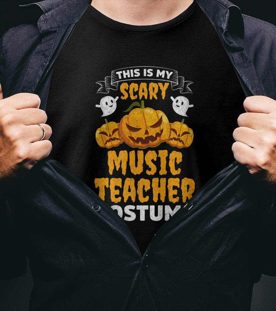 This Is My Scary Music Teacher Costume Halloween Pumpkin Ghosts T-Shirt