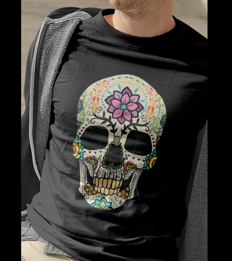 Sugar Skull Dia De Muertos Halloween Costume Day Dead T-Shirt