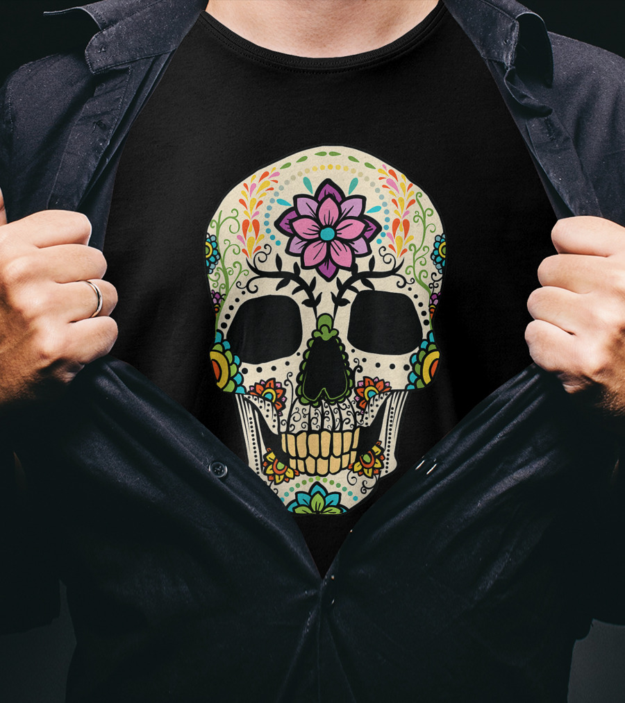Sugar Skull Dia De Muertos Halloween Costume Day Dead T-Shirt
